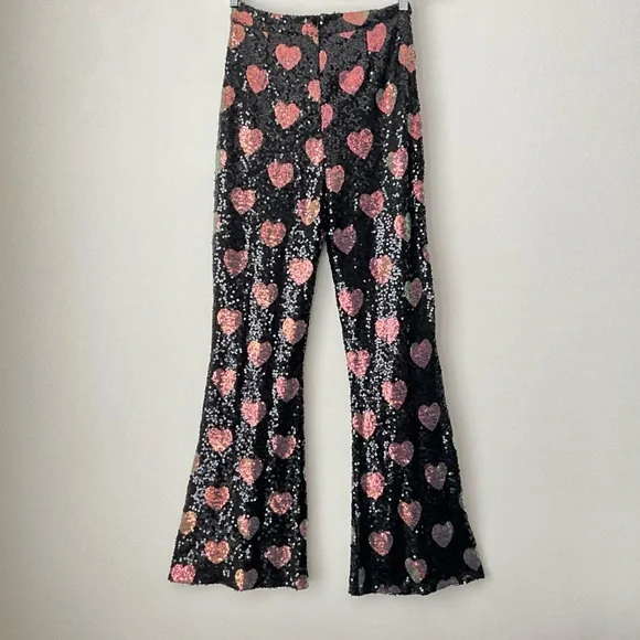 Nasty Gal Heart Sequin Wide Leg Pants 4 - Picture 4 of 8